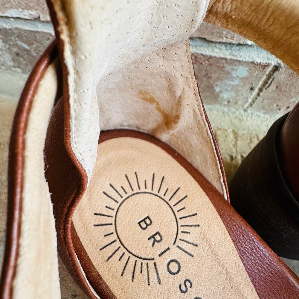 Brioso Women's Brown Leather Adjustable Strappy Block Heel Sandals Size 10M - Picture 7 of 10